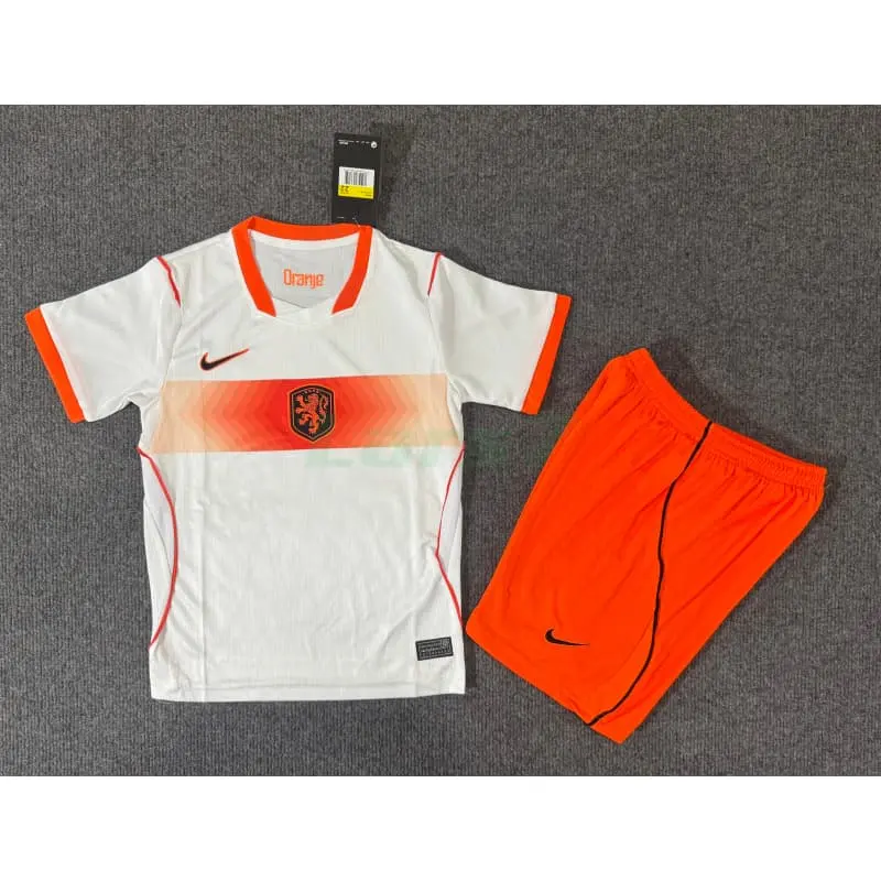 Camiseta Holanda 2ª Equipación Mundial 2026 Blanco Niño Kit