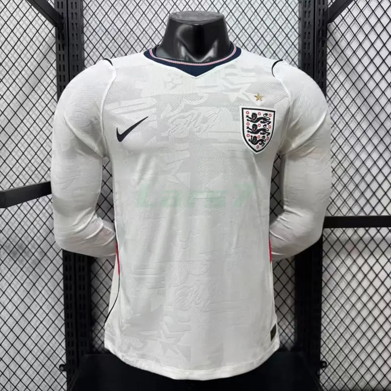 Camiseta Inglaterra 1ª Equipación Mundial 2026 ML Blanco (EDICIÓN JUGADOR)