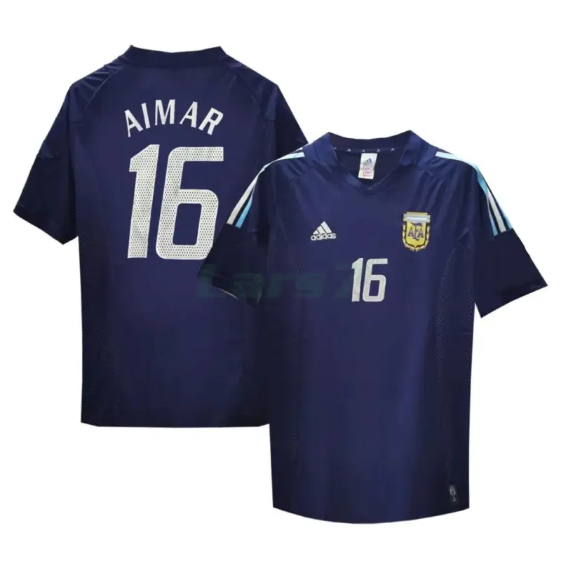 Camiseta Aimar 16 Argentina 2ª Equipación Retro 2002 Azul Marino