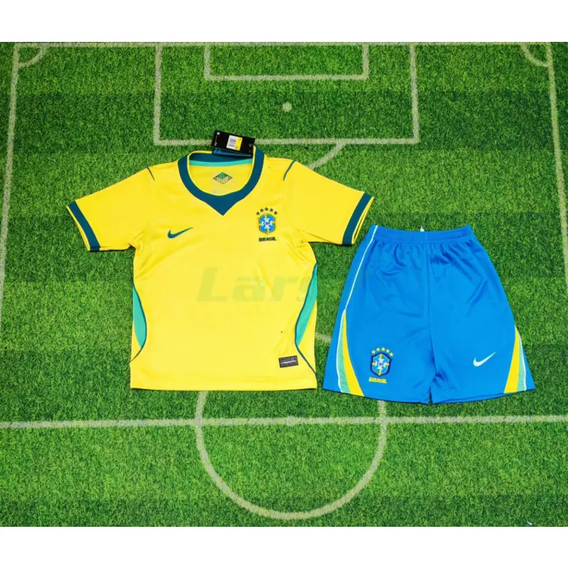 Camiseta Brasil 1ª Equipación Mundial 2026 Amarillo Niño Kit