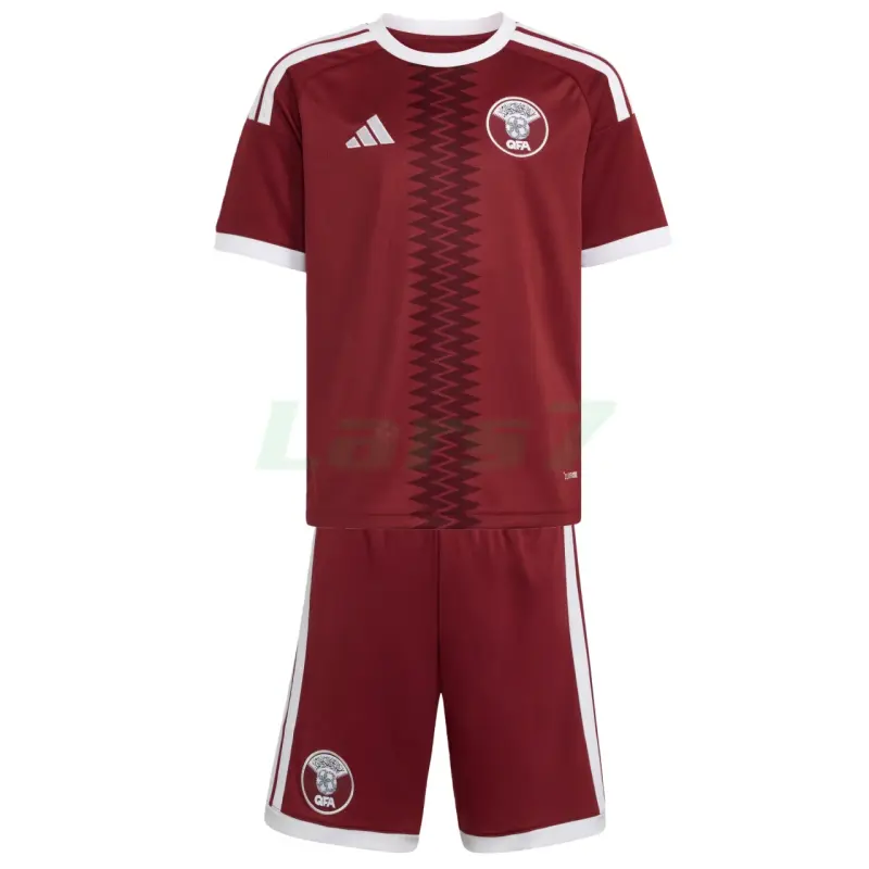 Camiseta Qatar 1ª Equipación Mundial 2026 Rojo Niño Kit