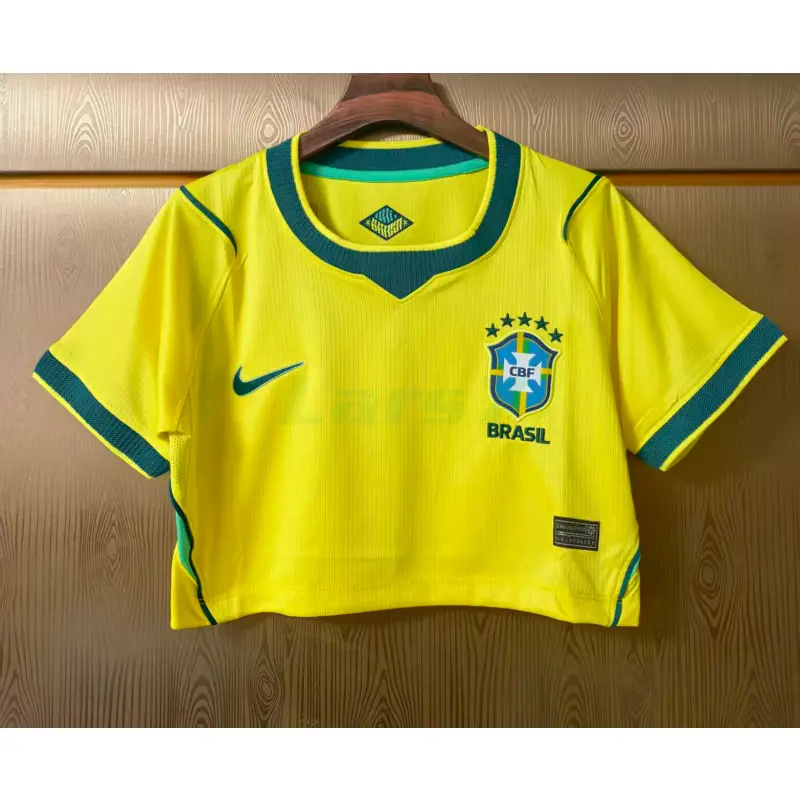Camiseta Corta Brasil 1ª Equipación Mundial 2026 Amarillo Mujer