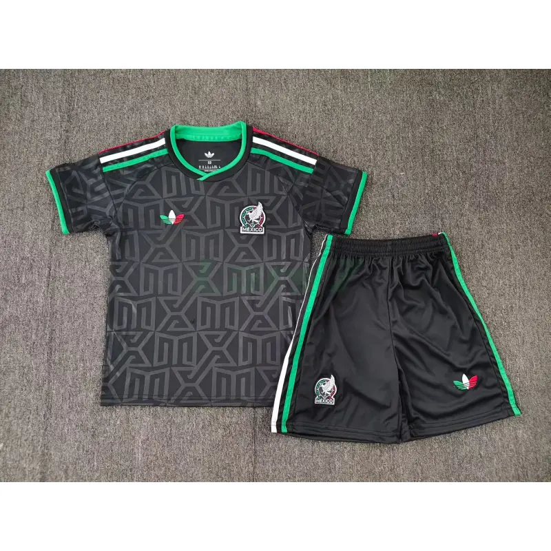 Camiseta México 3ª Equipación Mundial 2026 Negro Niño Kit