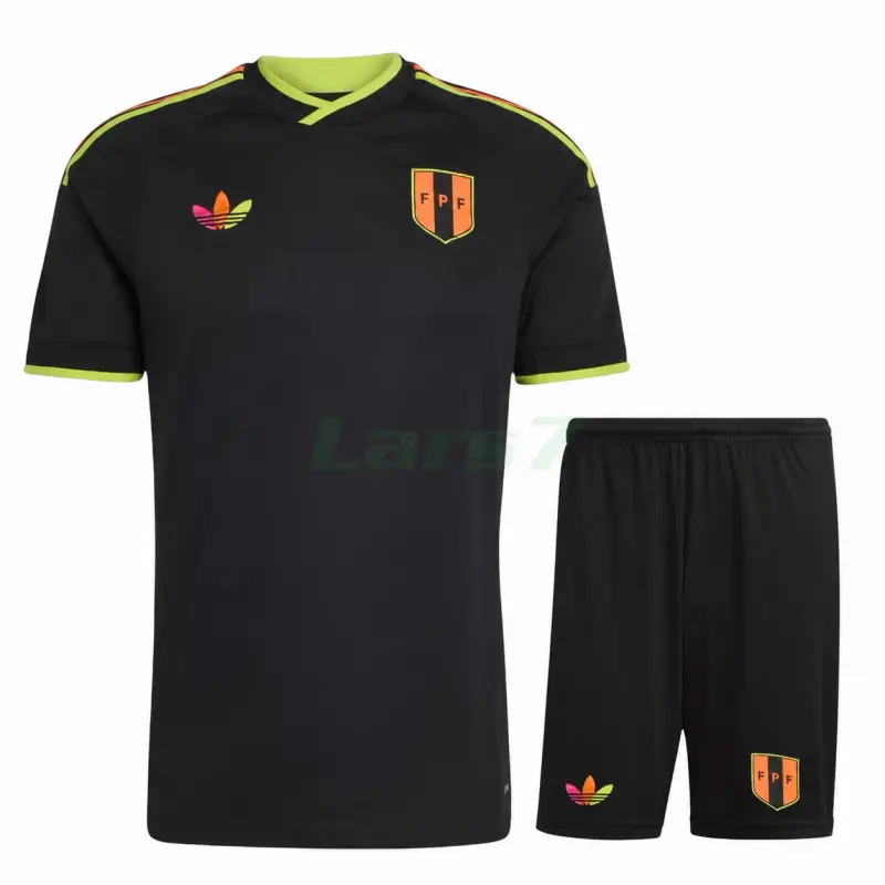 Camiseta Perú 2ª Equipación Mundial 2026 Negro Niño Kit