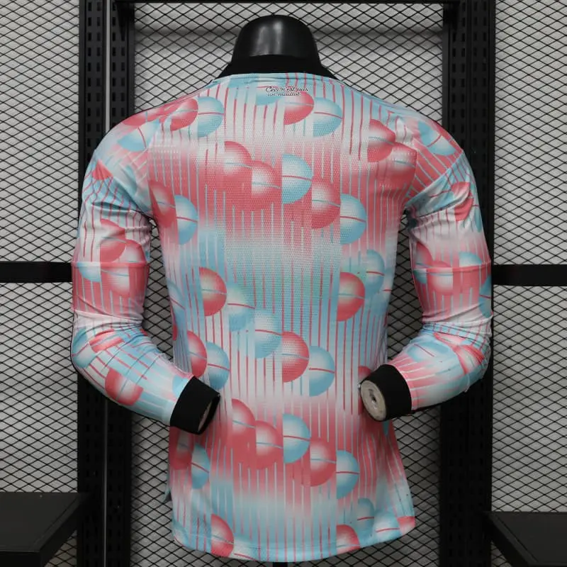 Camiseta Bélgica 2ª Equipación Mundial 2026 ML Rosa/Azul Claro (EDICIÓN JUGADOR)