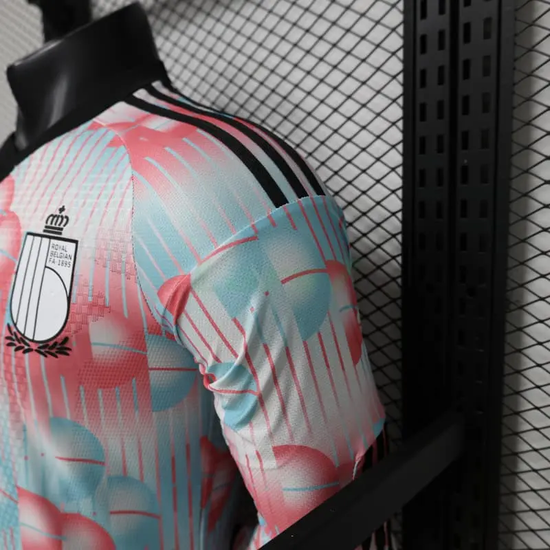 Camiseta Bélgica 2ª Equipación Mundial 2026 ML Rosa/Azul Claro (EDICIÓN JUGADOR)