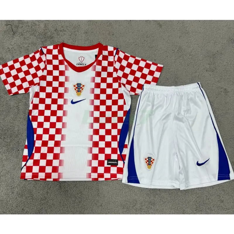 Camiseta Croacia 1ª Equipación Mundial 2026 Rojo/Blanco Niño Kit
