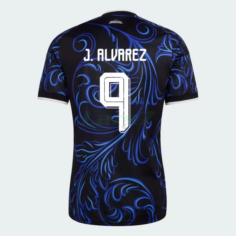 Camiseta J.Álvarez 9 Argentina 2ª Equipación Mundial 2026 Azul con FIFA2022