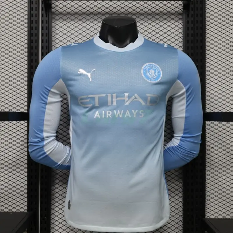 Camiseta Manchester City 1ª Equipación 2026/2027 ML Azul/Blanco (EDICIÓN JUGADOR)