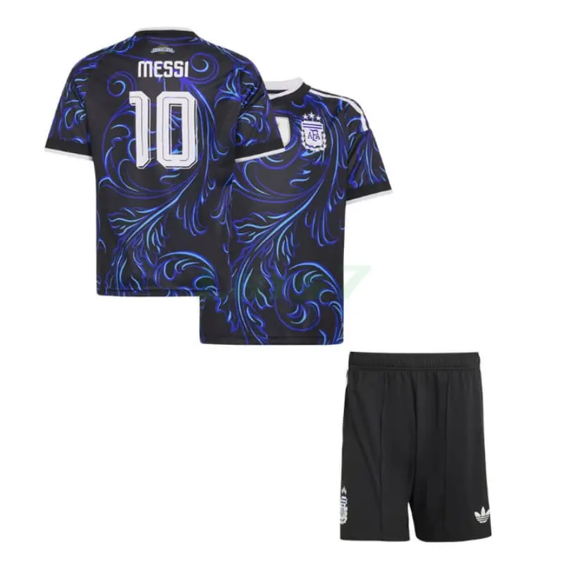 Camiseta Messi 10 Argentina 2ª Equipación Mundial 2026 Azul Niño Kit con FIFA2022
