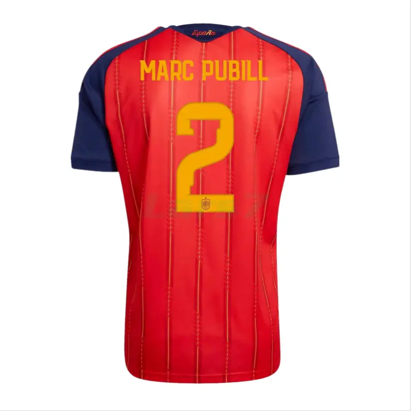 Camiseta Marc Pubill 2 España 1ª Equipación Mundial 2026 Rojo/Azul