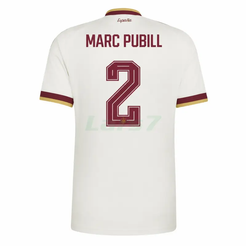 Camiseta Marc Pubill 2 España 2ª Equipación Mundial 2026 Blanco/Rojo