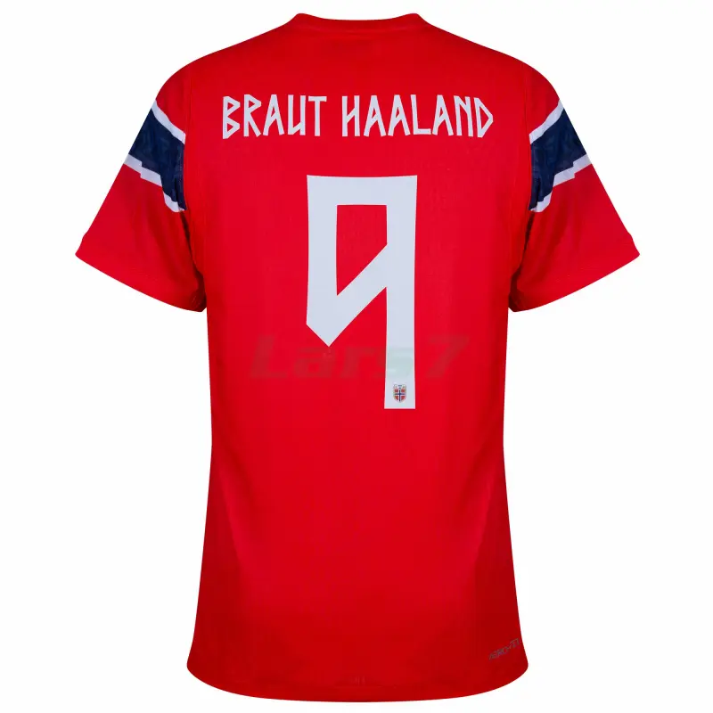 Camiseta BRAUT HAALAND 9 Noruega 1ª Equipación Mundial 2026 Rojo/Azul