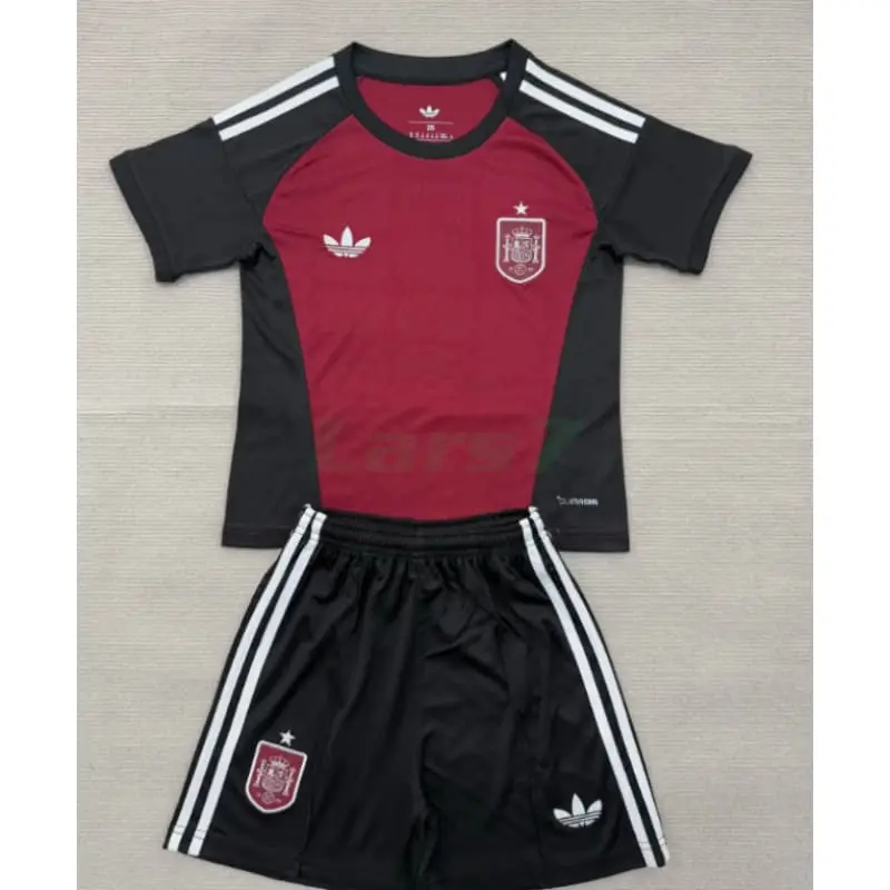 Camiseta de Portero España 2ª Equipación Mundial 2026 Rojo/Negro Niño Kit