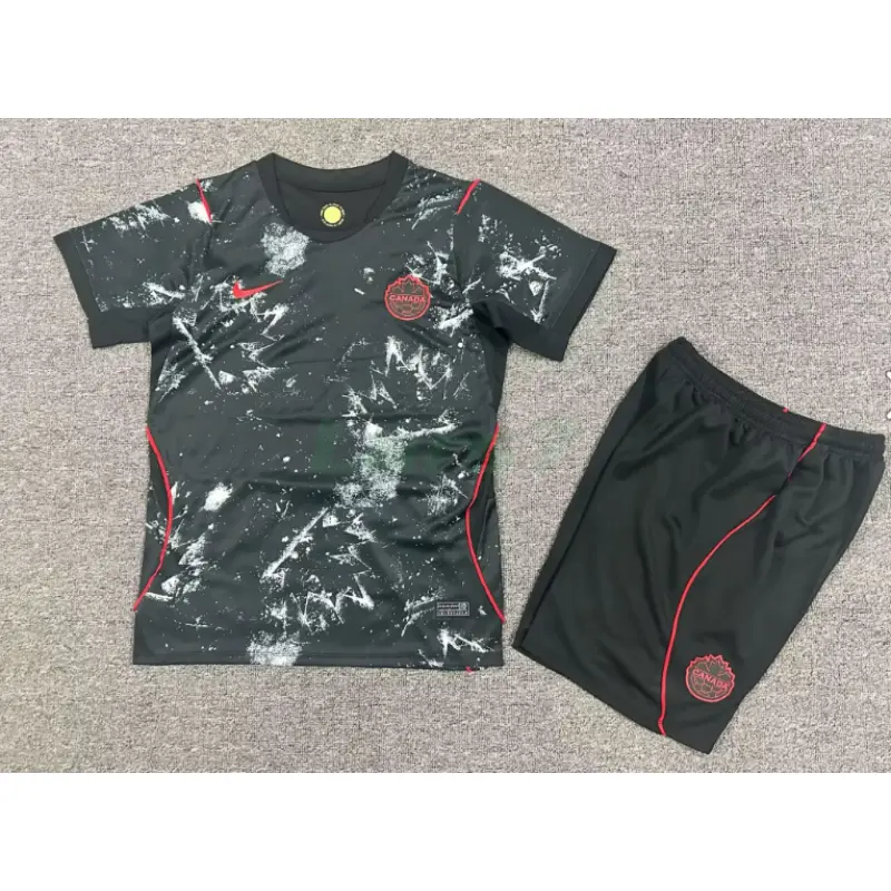 Camiseta Canada 2ª Equipación Mundial 2026 Negro Niño Kit
