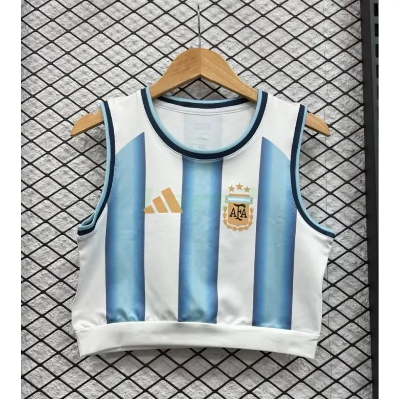 Top corto Argentina 1ª Equipación Mundial 2026 Blanco/Azul Mujer