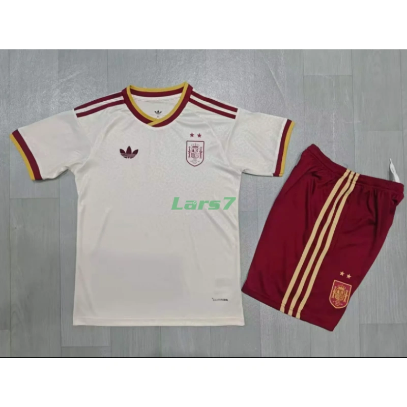 Camiseta España 2ª Equipación Mundial 2026 Blanco/Rojo Niño Kit 2 Estrellas