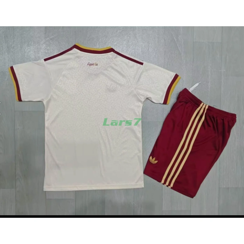 Camiseta España 2ª Equipación Mundial 2026 Blanco/Rojo Niño Kit 2 Estrellas