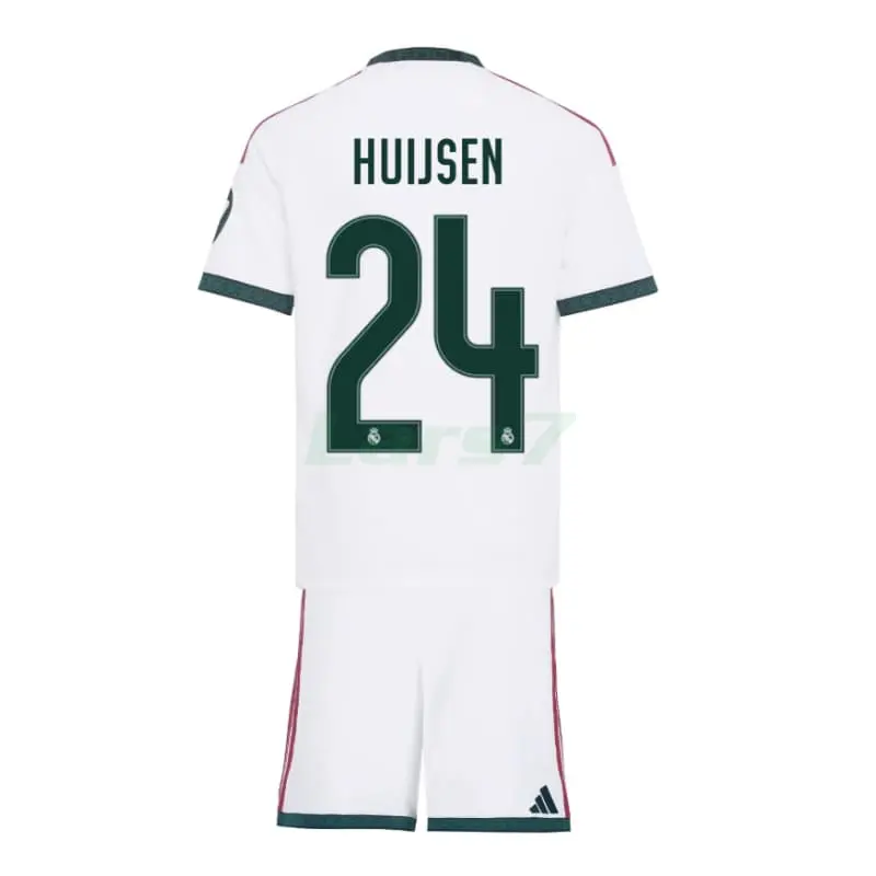 Camiseta HUIJSEN 24 Real Madrid 1ª Equipación 2026/2027 Blanco Niño Kit con Parche HP
