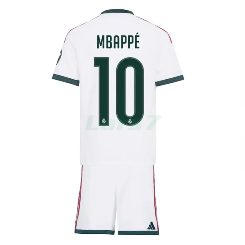 Camiseta MBAPPÉ 10 Real Madrid 1ª Equipación 2026/2027 Blanco Niño Kit con Parche HP
