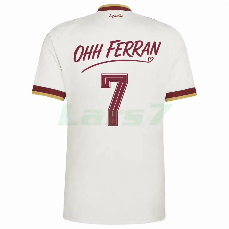 Camiseta España 2ª Equipación Mundial 2026 Edición OHH FERRAN 7 Blanco 2 Estrellas