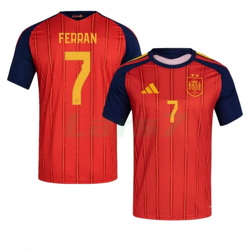 Camiseta Ferran 7 España 1ª Equipación Mundial 2026 Rojo/Azul 2 Estrellas