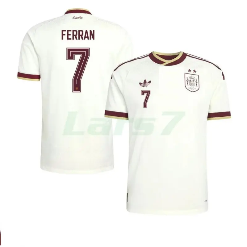 Camiseta Ferran 7 España 2ª Equipación Mundial 2026 Blanco 2 Estrellas