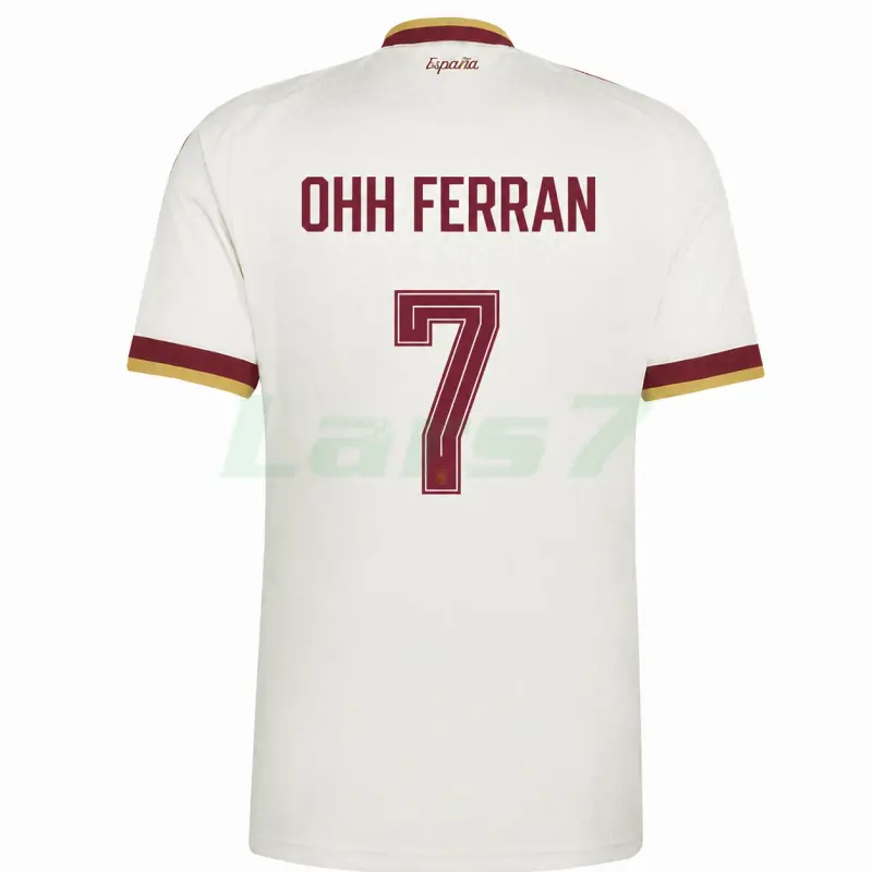 Camiseta OHH FERRAN 7 España 2ª Equipación Mundial 2026 Blanco 2 Estrellas