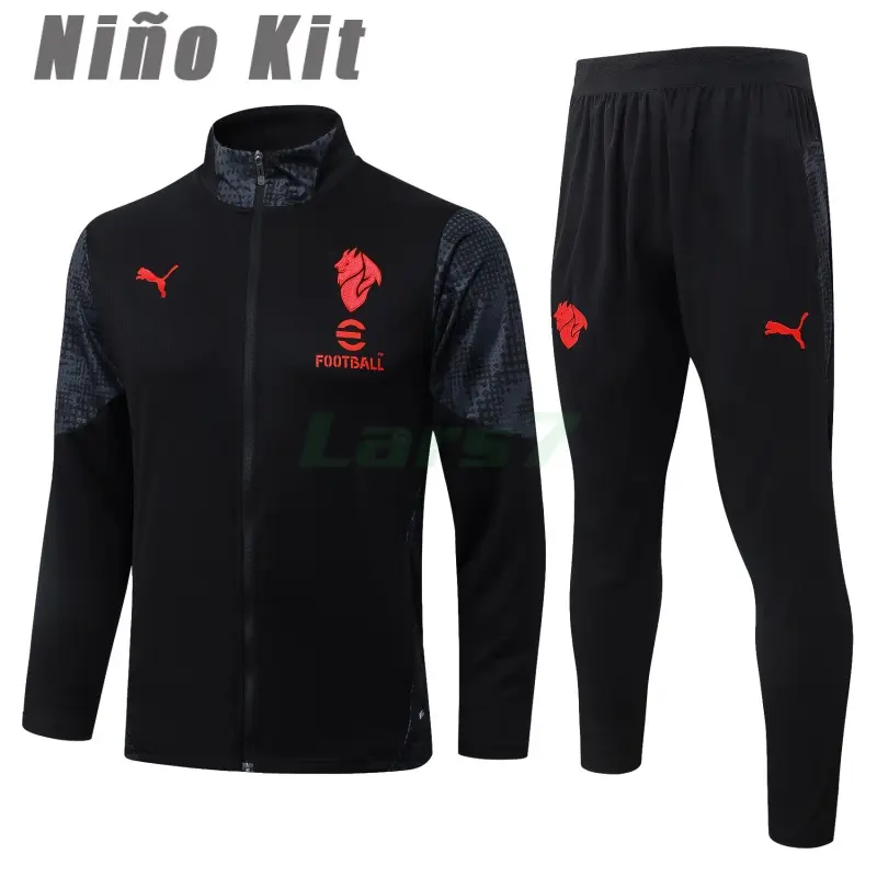Chandal AC Milan 2025/2026 Niño Negro con Estampado en Manga