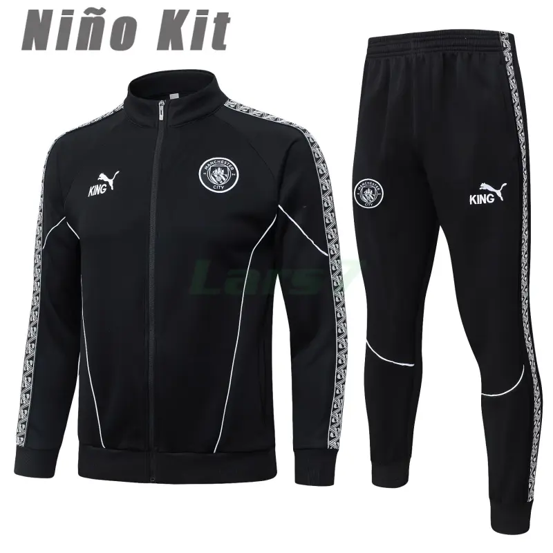 Chandal Manchester City 2025/2026 Niño Negro con Estampado en Manga