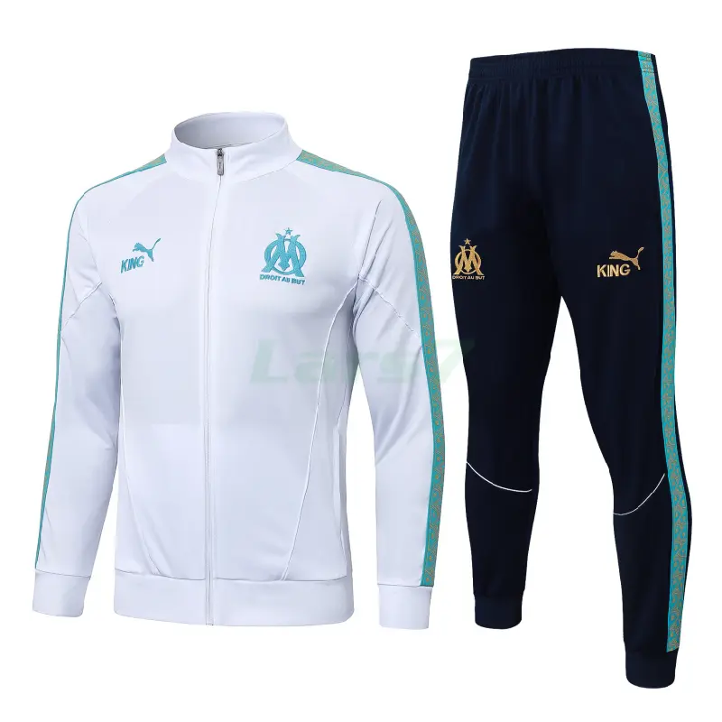 Chandal Olympique Marsella 2025/2026 Blanco con Estampado en Manga