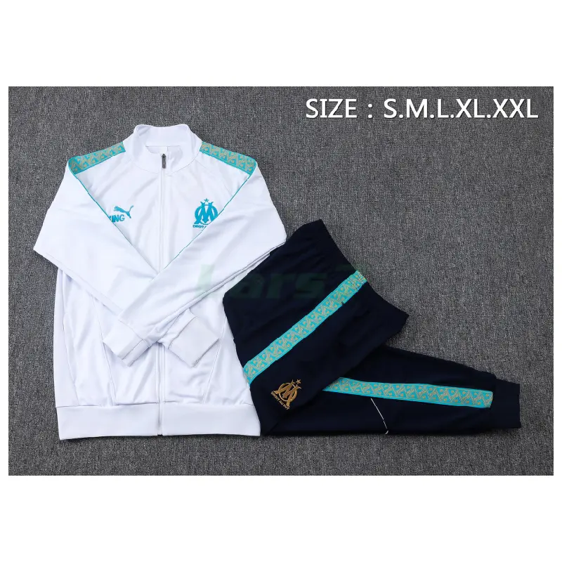 Chandal Olympique Marsella 2025/2026 Blanco con Estampado en Manga