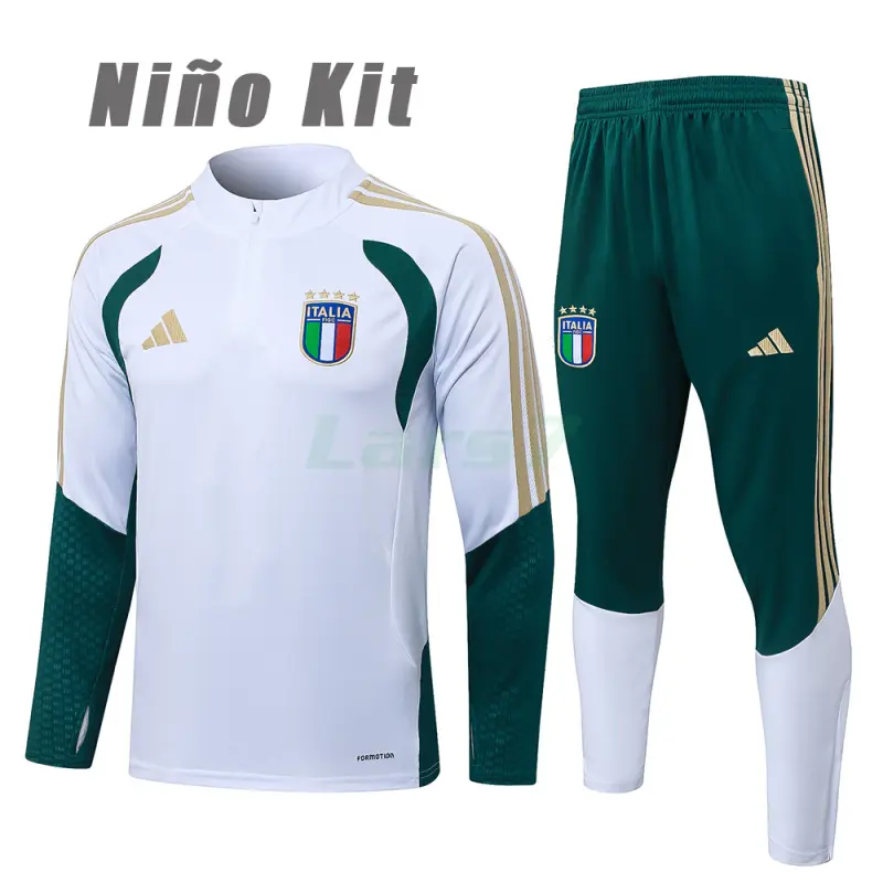 Sudadera de Entrenamiento Italia 2026 Niño Kit Blanco/Verde