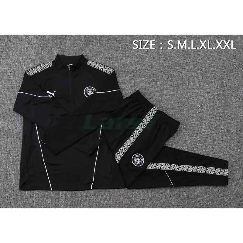 Sudadera De Entrenamiento Manchester City 2025/2026 Kit Negro con Estampado en Manga