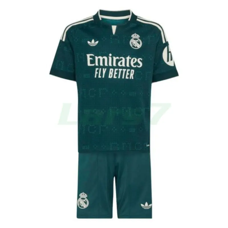 Camiseta Real Madrid 2ª Equipación 2026/2027 Verde Oscuro Niño Kit con Parche HP