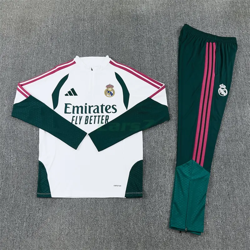 Sudadera De Entrenamiento Real Madrid 2026/2027 Blanco/Verde Oscuro