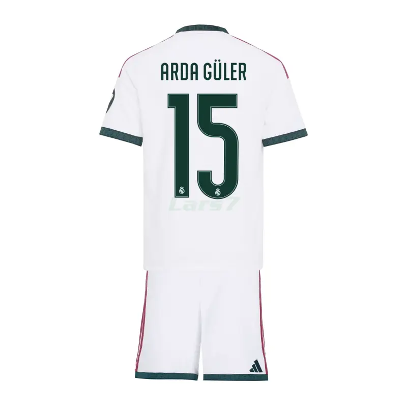 Camiseta ARDA GÜLER 15 Real Madrid 1ª Equipación 2026/2027 Blanco Niño Kit con Parche HP