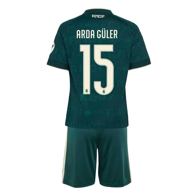Camiseta ARDA GÜLER 15 Real Madrid 2ª Equipación 2026/2027 Verde Oscuro Niño Kit con Parche HP