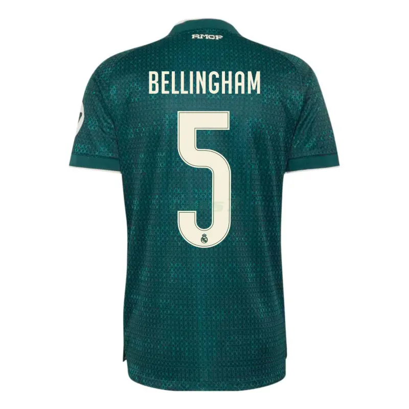 Camiseta BELLINGHAM 5 Real Madrid 2ª Equipación 2026/2027 Verde Oscuro con Parche HP