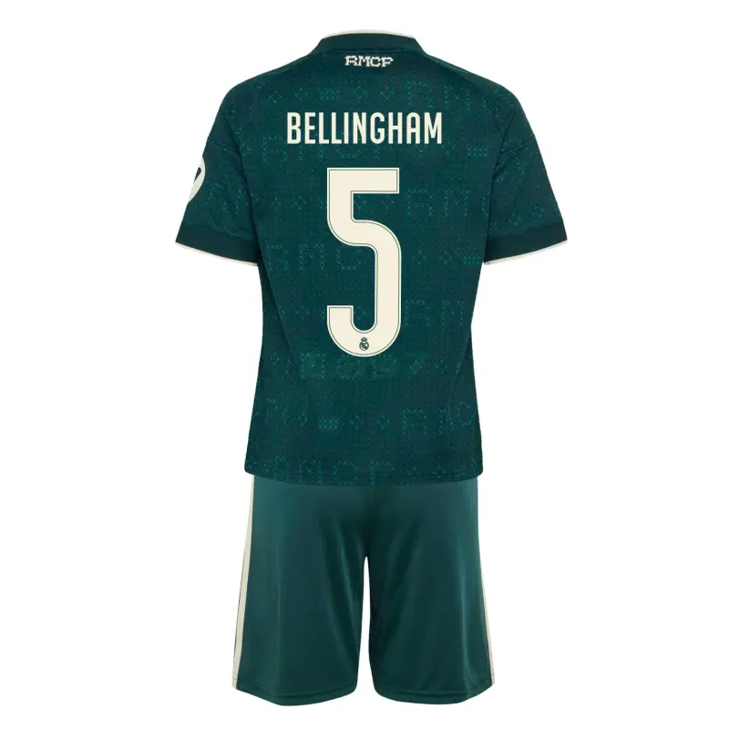 Camiseta BELLINGHAM 5 Real Madrid 2ª Equipación 2026/2027 Verde Oscuro Niño Kit con Parche HP