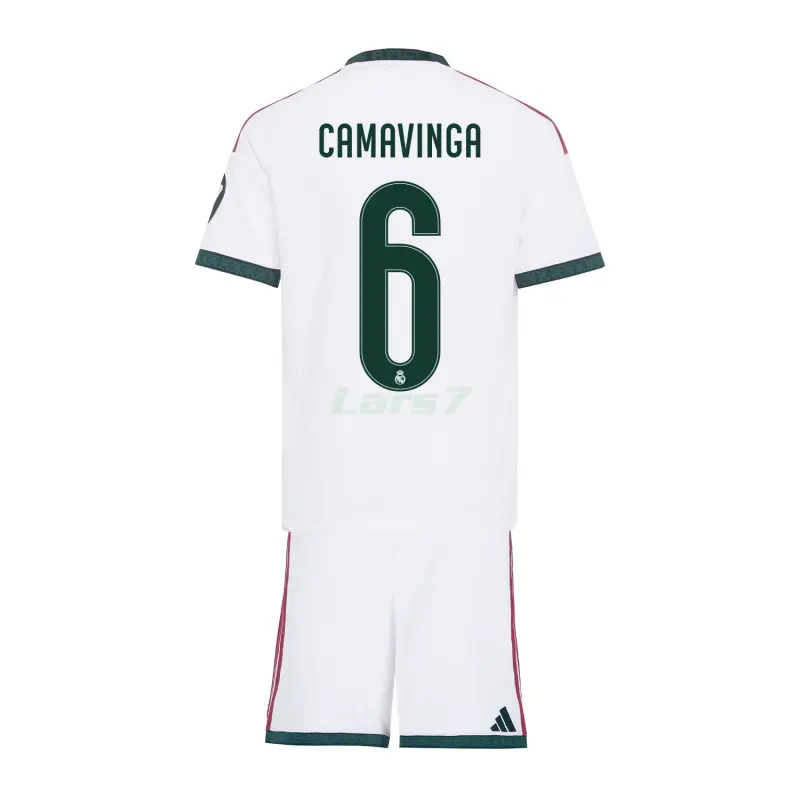 Camiseta CAMAVINGA 6 Real Madrid 1ª Equipación 2026/2027 Blanco Niño Kit con Parche HP