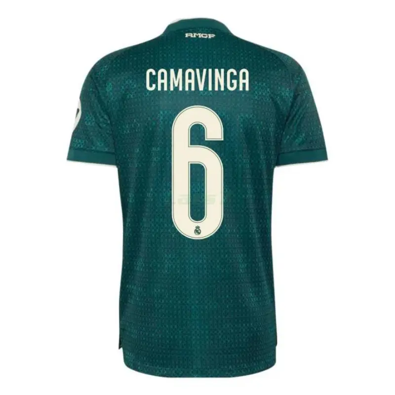 Camiseta CAMAVINGA 6 Real Madrid 2ª Equipación 2026/2027 Verde Oscuro con Parche HP