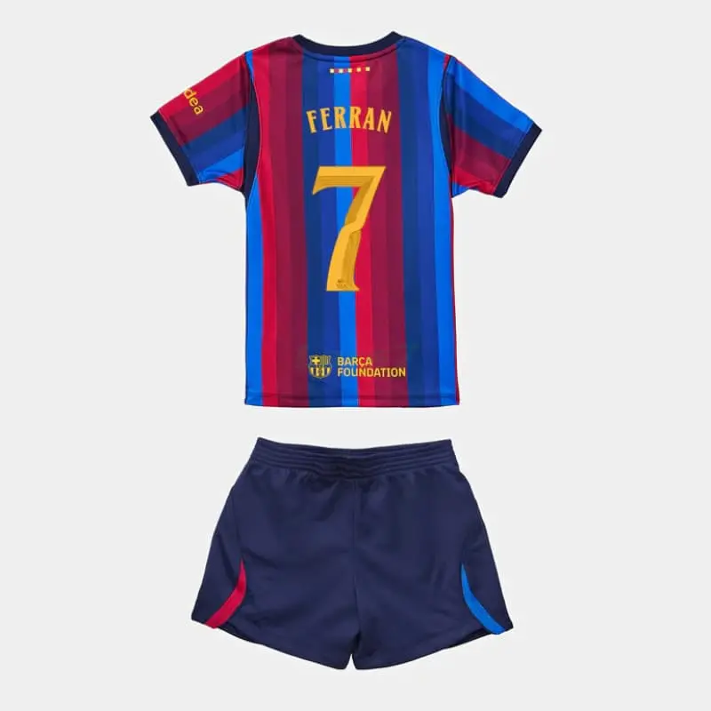 Camiseta FERRAN 7 Barcelona 1ª Equipación 2026/2027 Rojo/Azul Niño Kit UCL