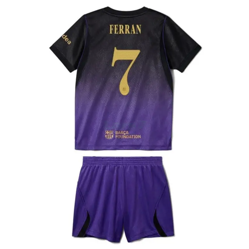 Camiseta FERRAN 7 Barcelona 2ª Equipación 2026/2027 Negro/Morado Niño Kit UCL