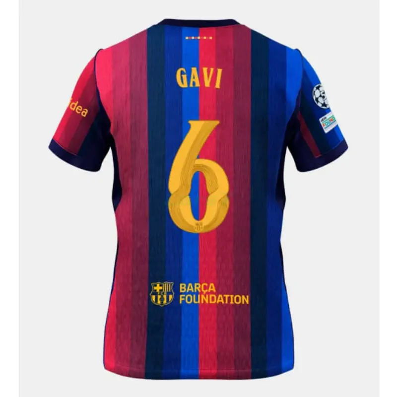 Camiseta GAVI 6 Barcelona 1ª Equipación 2026/2027 Rojo/Azul con Parche UCL