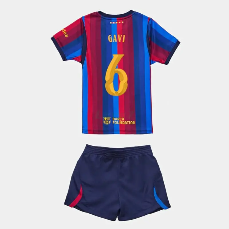 Camiseta GAVI 6 Barcelona 1ª Equipación 2026/2027 Rojo/Azul Niño Kit UCL