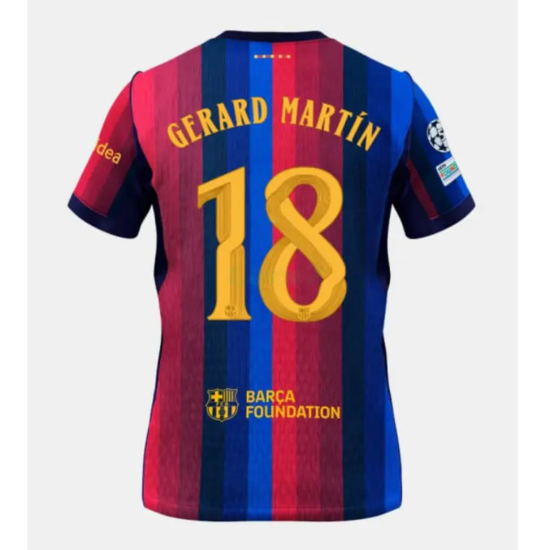 Camiseta GERARD MARTÍN 18 Barcelona 1ª Equipación 2026/2027 Rojo/Azul con Parche UCL