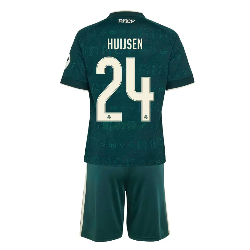 Camiseta HUIJSEN 24 Real Madrid 2ª Equipación 2026/2027 Verde Oscuro Niño Kit con Parche HP