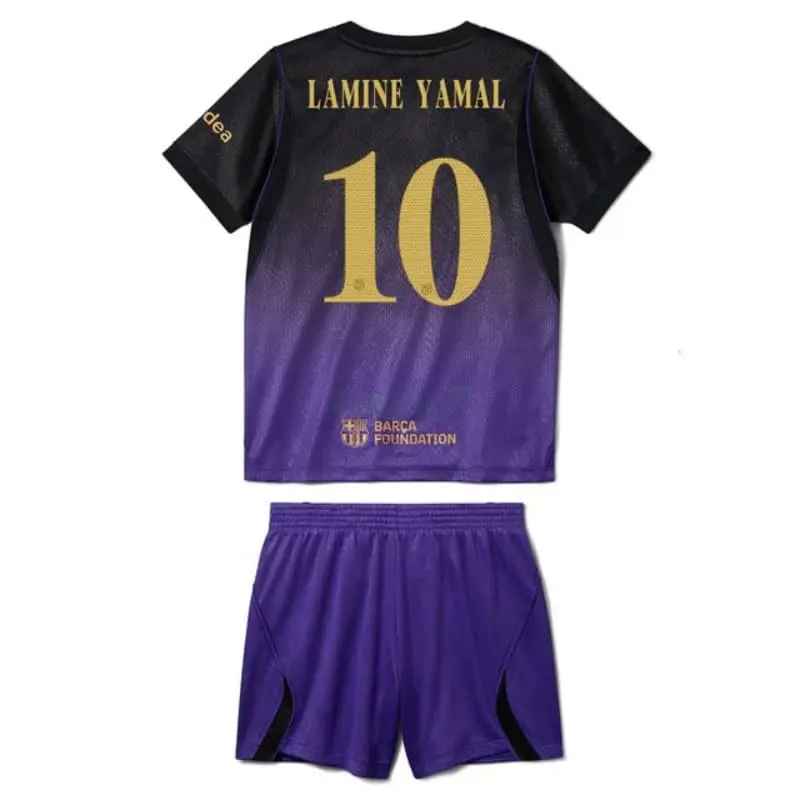 Camiseta LAMINE YAMAL 10 Barcelona 2ª Equipación 2026/2027 Negro/Morado Niño Kit UCL