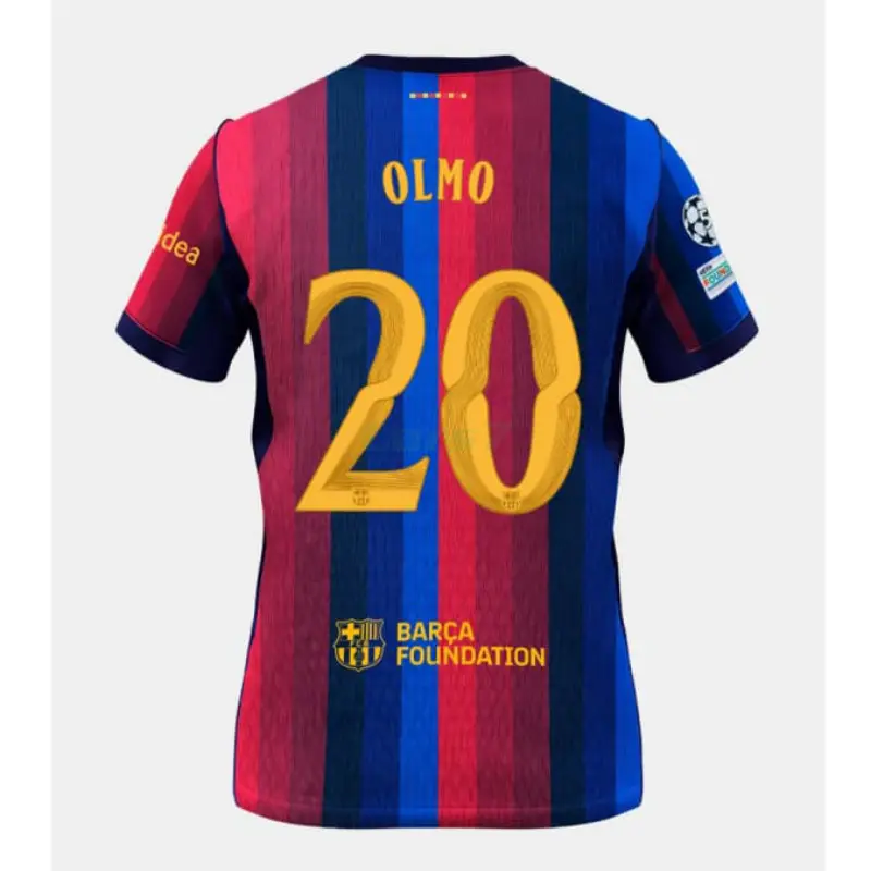 Camiseta OLMO 20 Barcelona 1ª Equipación 2026/2027 Rojo/Azul con Parche UCL